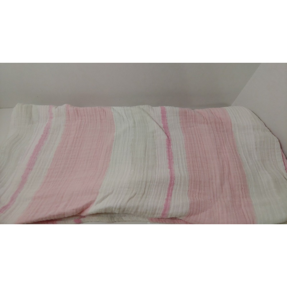 Aden & Anais Baby Blanket Cotton Muslin pink gray white wide stripes